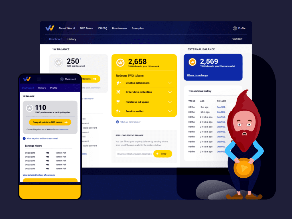 Web app design: User dashboard interface for Interactive Platform’s ICO project