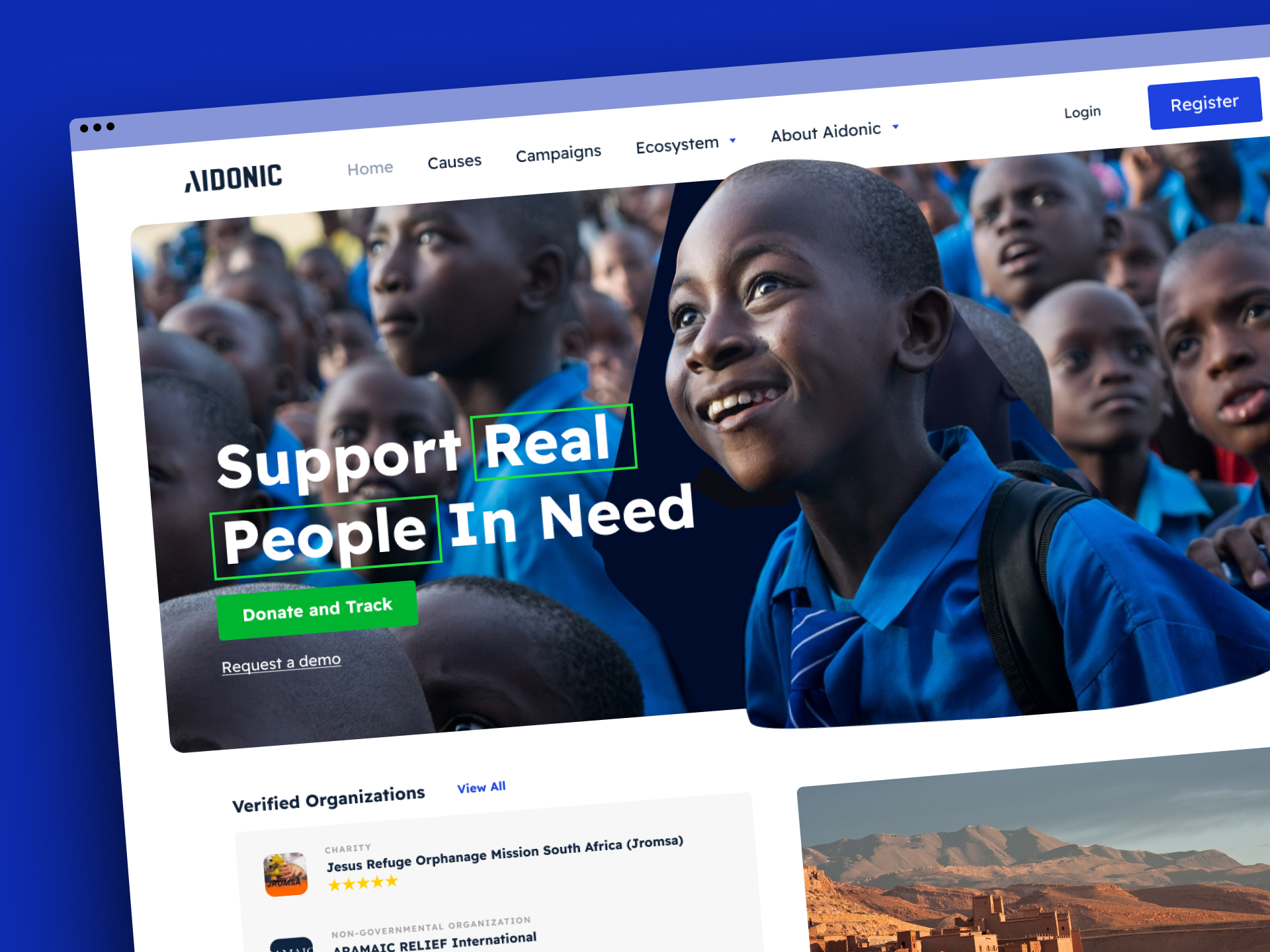 Promotional website redesign concept for AI-based fundraising platform